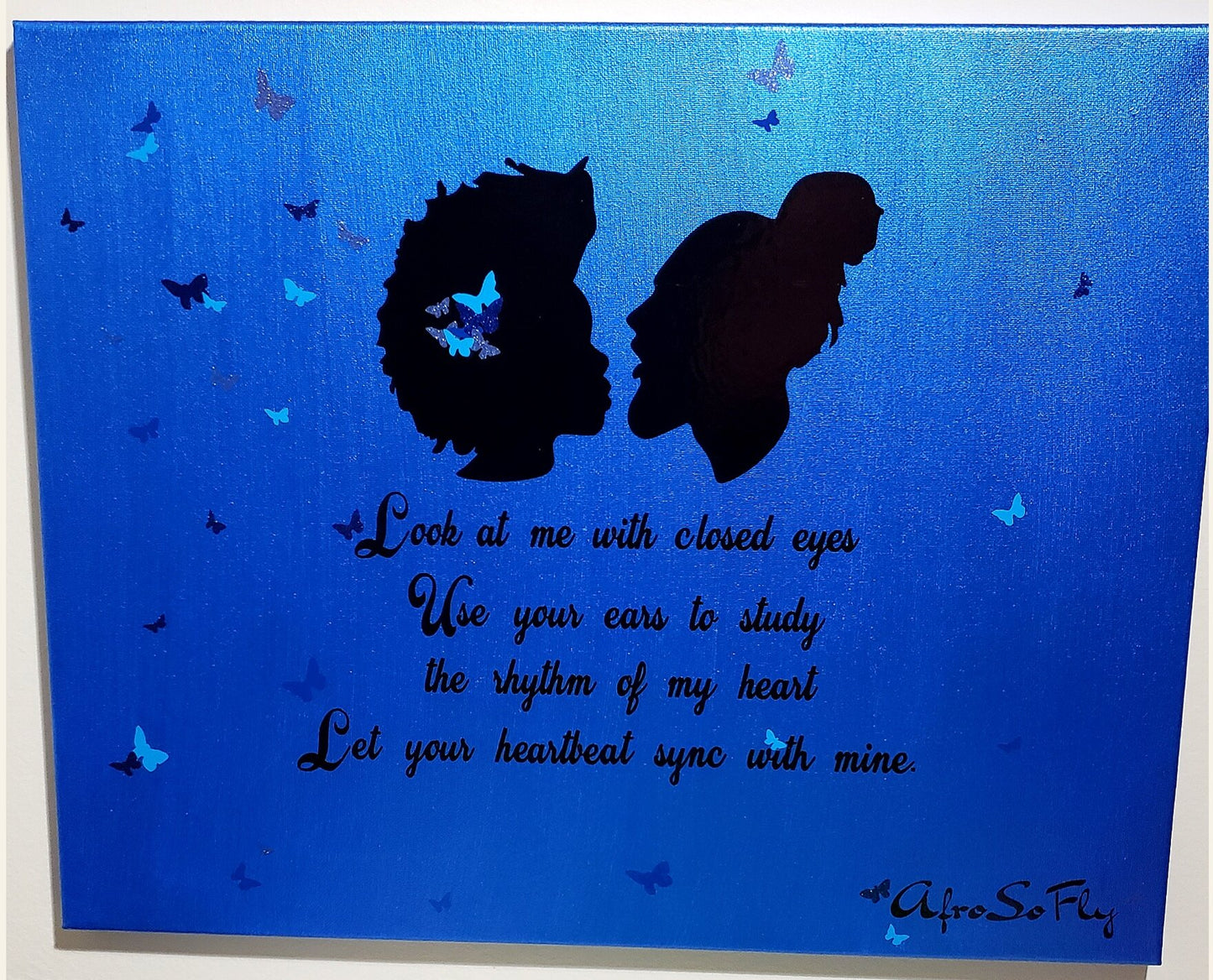 Metallic Blue Heart Canvas