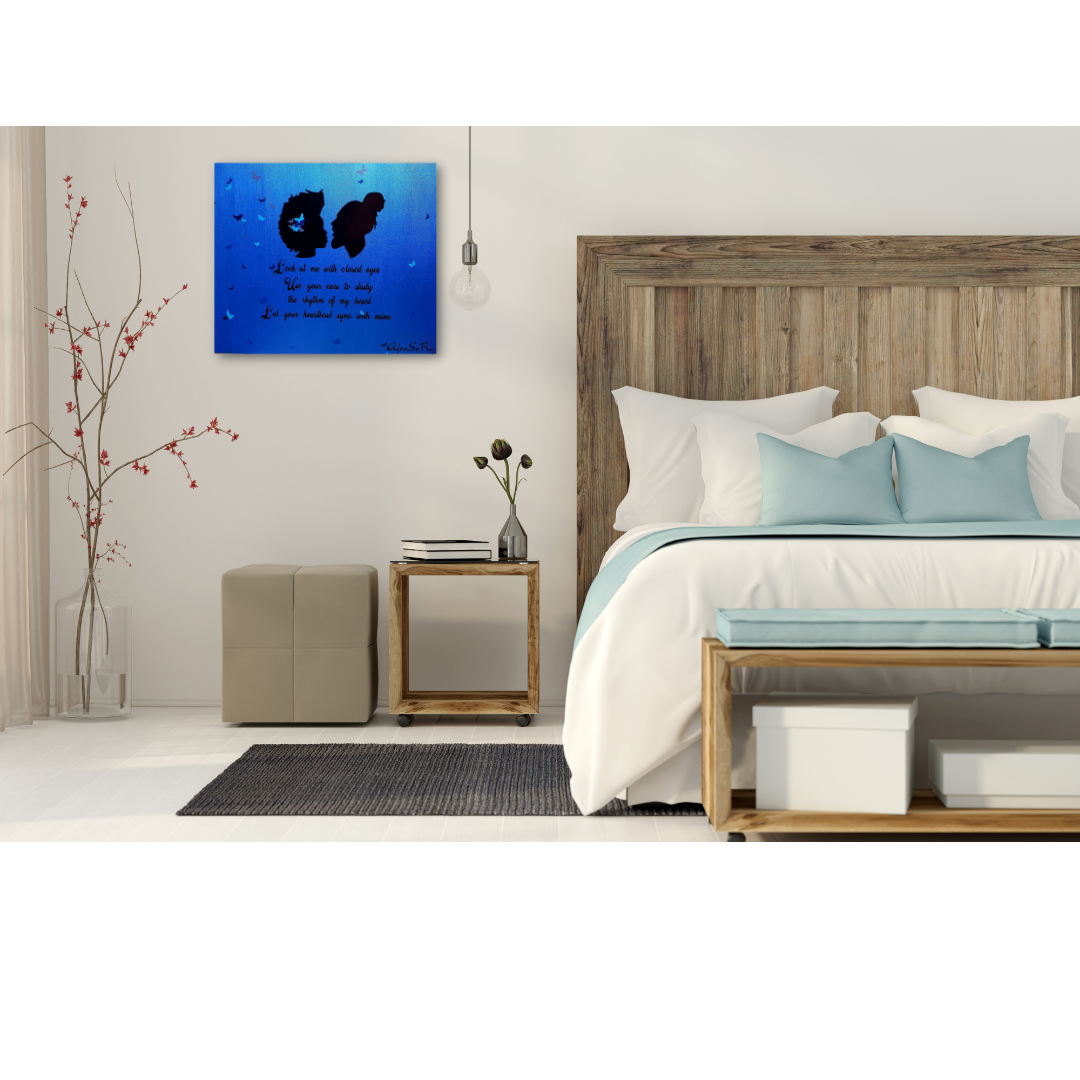Metallic Blue Heart Canvas